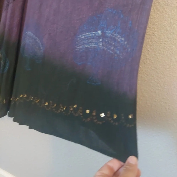 Bohemian Midi Dress Colorful Gauzy Multicolored hombre Beaded OS Plus - Picture 8 of 8